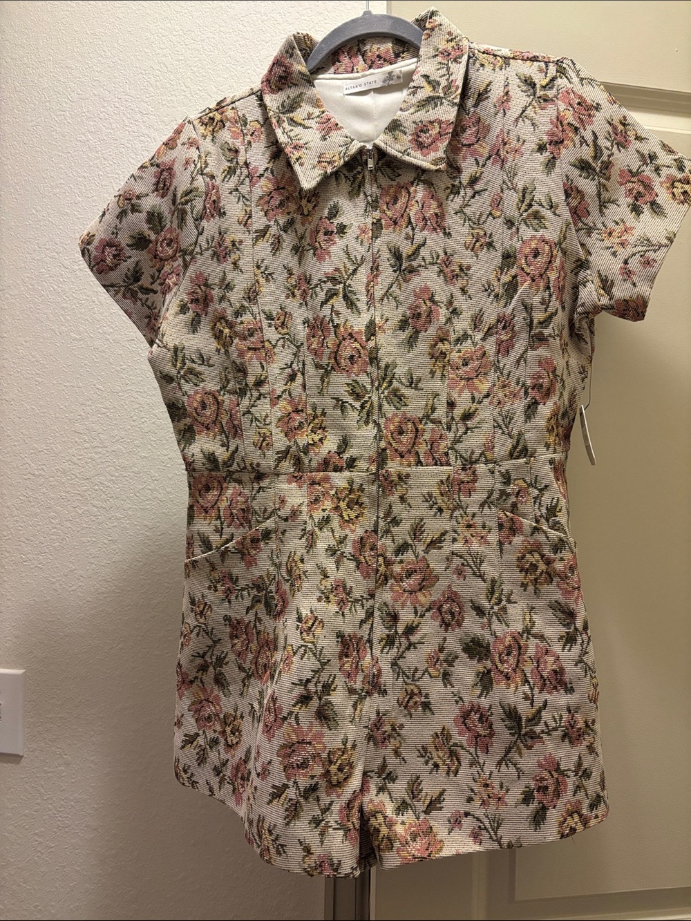 Altar'd State Ivory and Pink Floral Romper